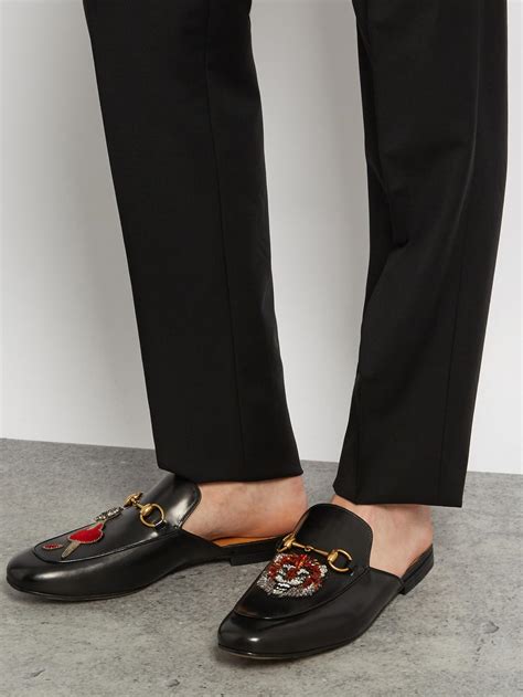 gucci black loafers mens|Gucci backless loafers men.